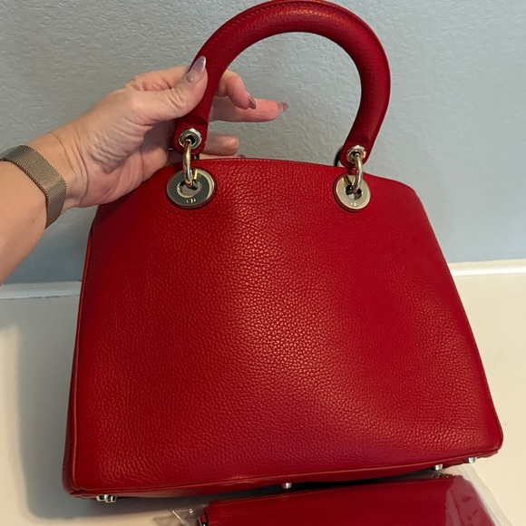 Stunning Red Dior Medium Satchel with CLUTCH AND Crossbody Strap EUC! 🤩🤩🤩 - Picture 8 of 16